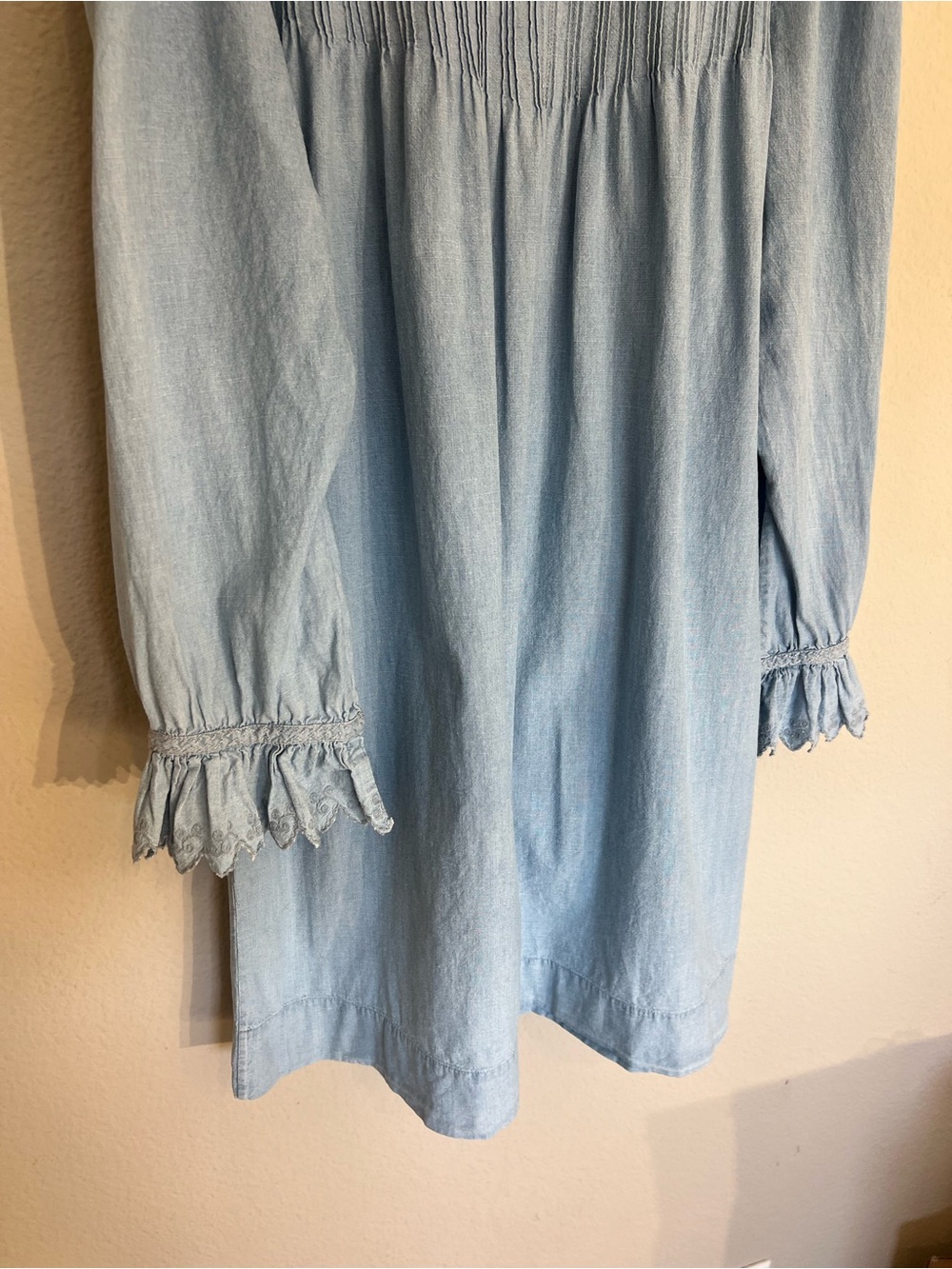 Doen Wing mini shirt dress in Parisian Chambray blue cottage core romantic M - Picture 14 of 16